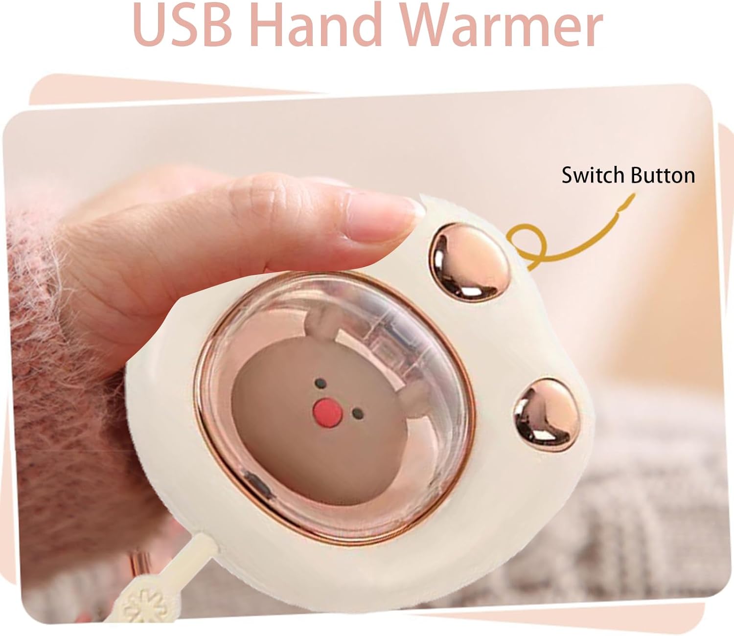Chaufferette Main Reutilisable Chauffe-Mains Rechargeable,5200mAh USB Chaufferette Main Poche Réutilisable Électrique Portable Chauffe Main Electrique