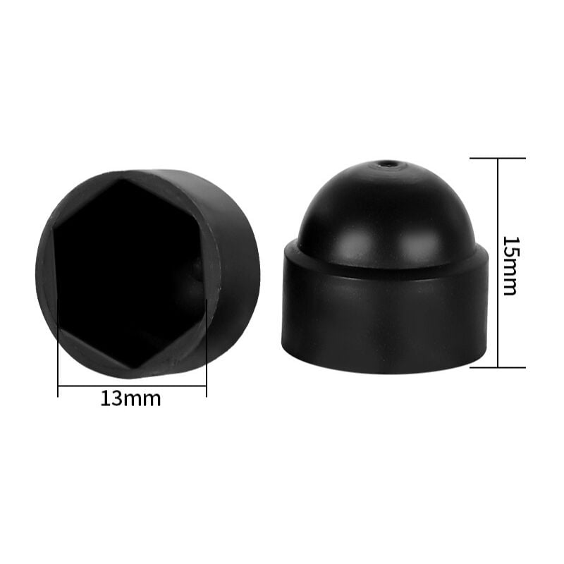 Tapón De Protección M8, Negro 10 Piezas 15 Mm / 0,59 Pulg. M8 Tornillos Hexagonales De Plá Tuercas Accesorio De Cubierta De Tapa De Cabeza