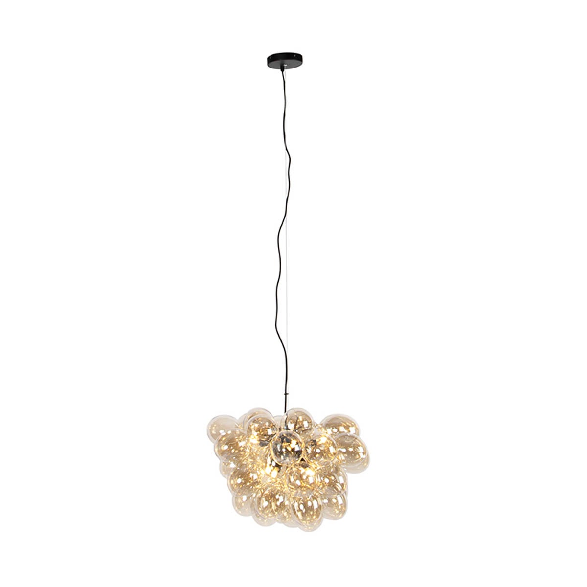 Qazqa artdeco lampa wisząca z kloszem (5 punktów) inteligentny - Uvas - bursztynowy, żarówkami LED 2.5 w zestawie, g9, 2700k