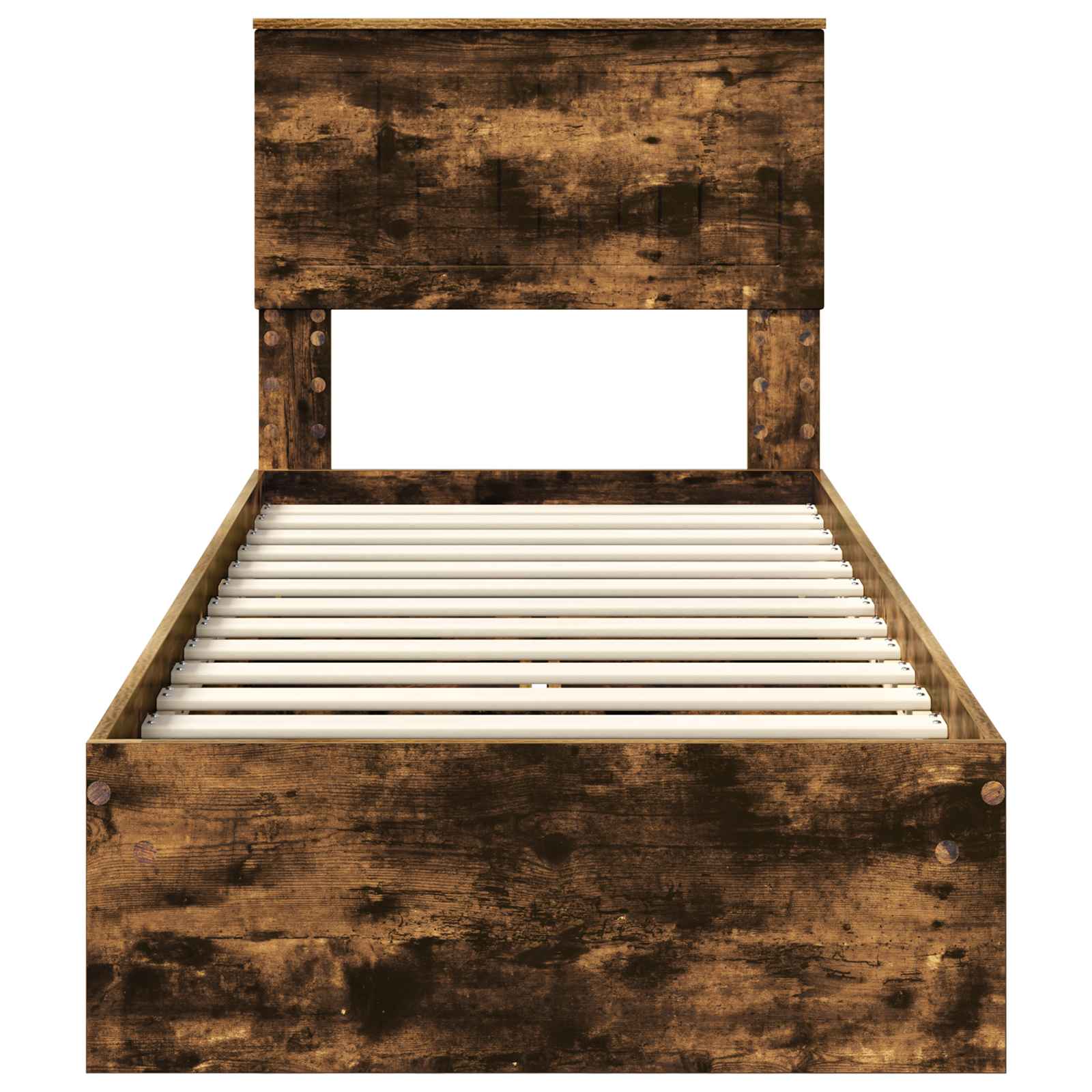 Lit de rangement chêne fumé 75 x 190 cm en panneau de bois - 8
