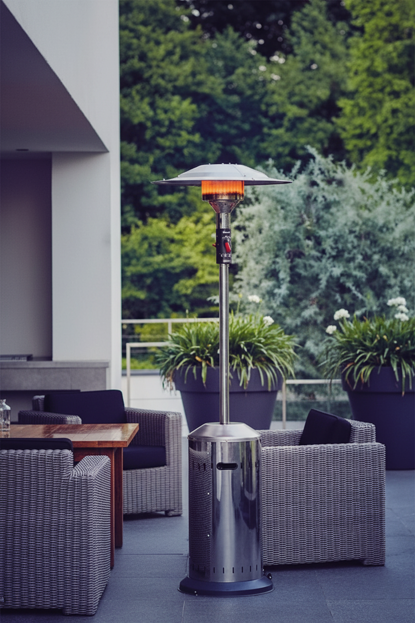 Estufa de gas para terraza y jardín ROMERO GARDEN GNOMO – Acero inoxidable, hasta 35 m², calefacción exterior eficiente - 3