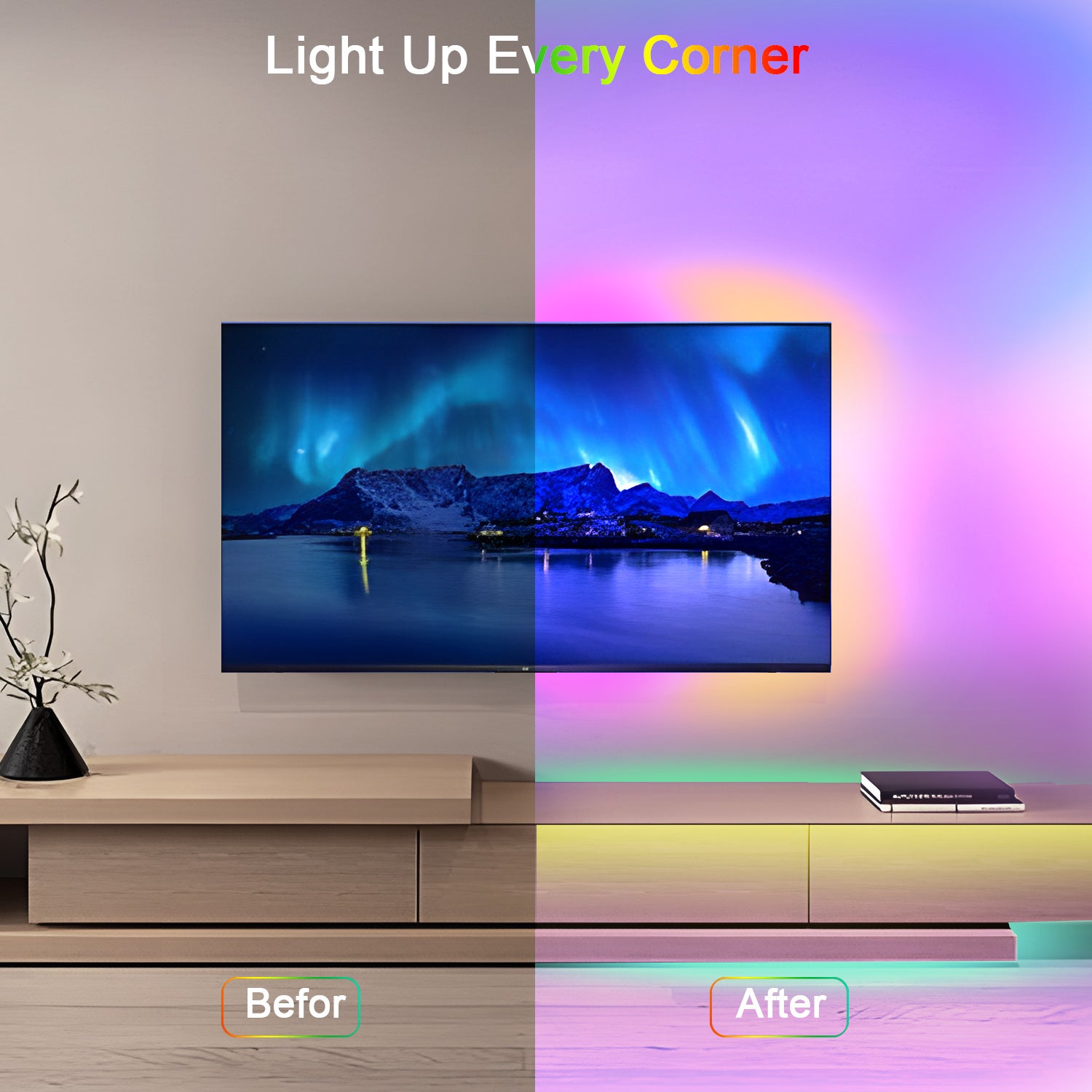 COMELY Ruban LED RGB 5 m 12V Télécommande 24 Touches WiFi App Éclairage Ambiance Multicolore 5050 IP20 - 4