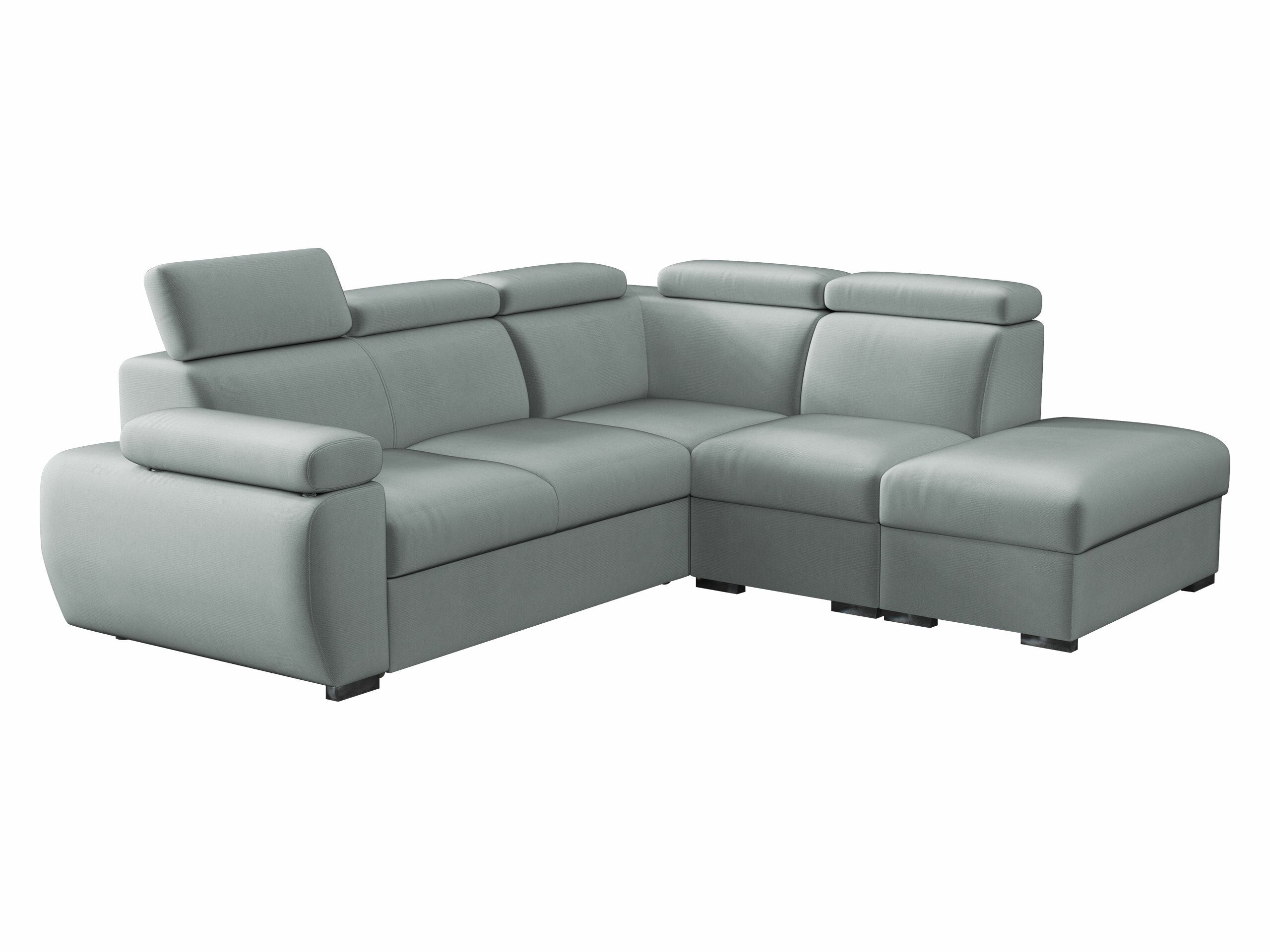 Canapé D'angle DORMA Avec Couchage - Tissu Velours Côtelé Gris - Neuf