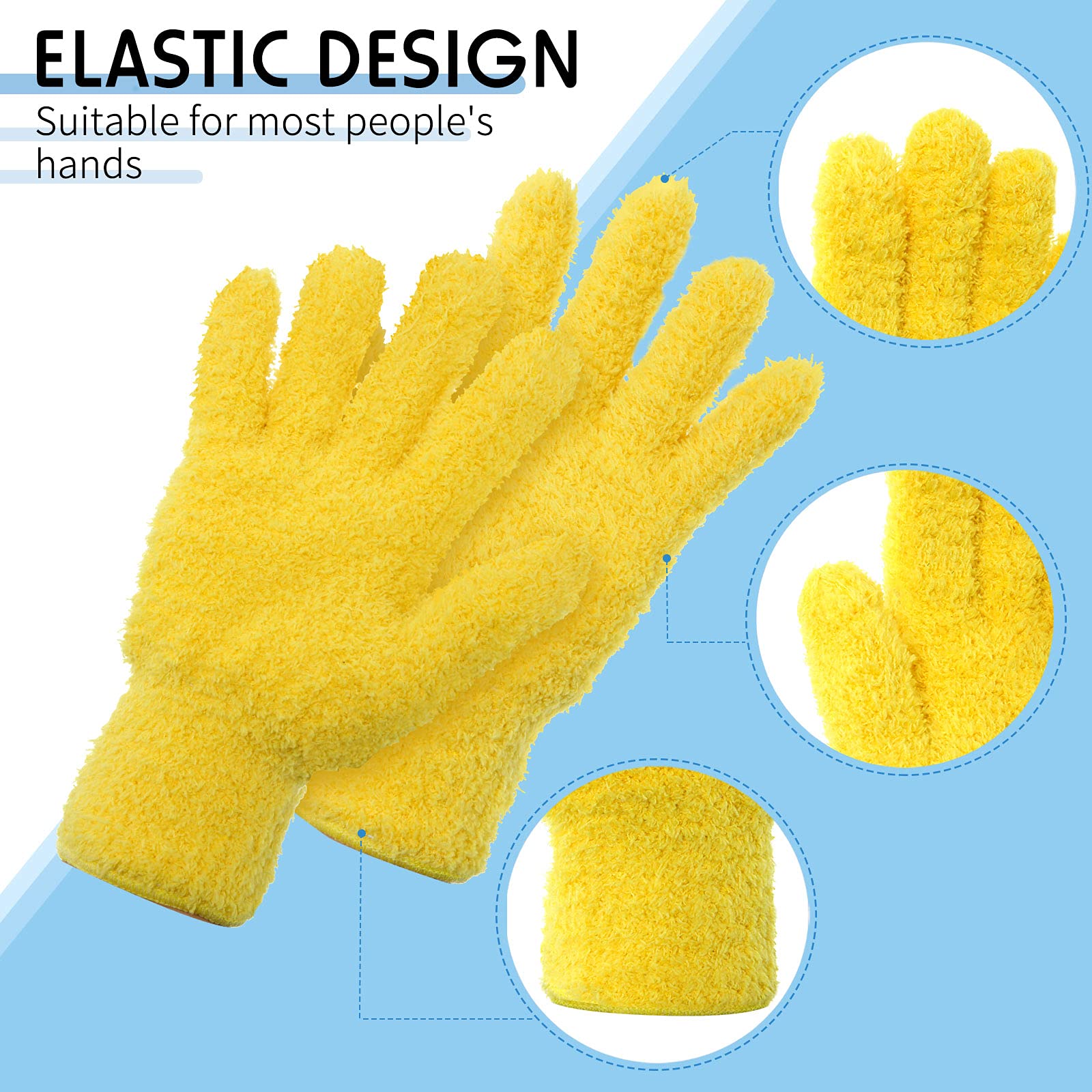 4 paires de gants anti-poussière lavables en microfibre, gants de nettoyage pour plantes, stores, lampes et petits coins difficiles à atteindre - 3