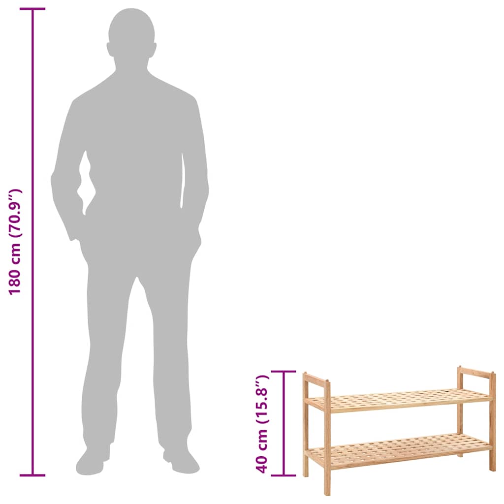 Étagère à chaussures Bois de noyer massif 69 x 26 x 40 cm - 7