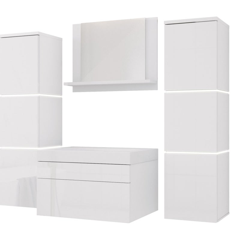 Zestaw mebli łazienkowych, Matowa biel, Połysk biały, 120 x 110 cm