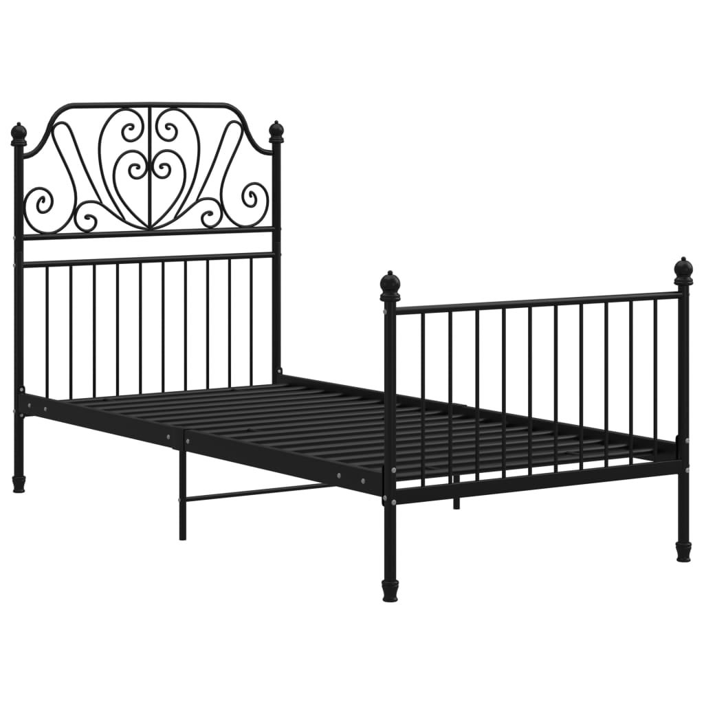 Łóżko Metalowe Czarne Rama Łóżka Ze Stelażem Do Sypialni Pokoju 100 x 200 cm