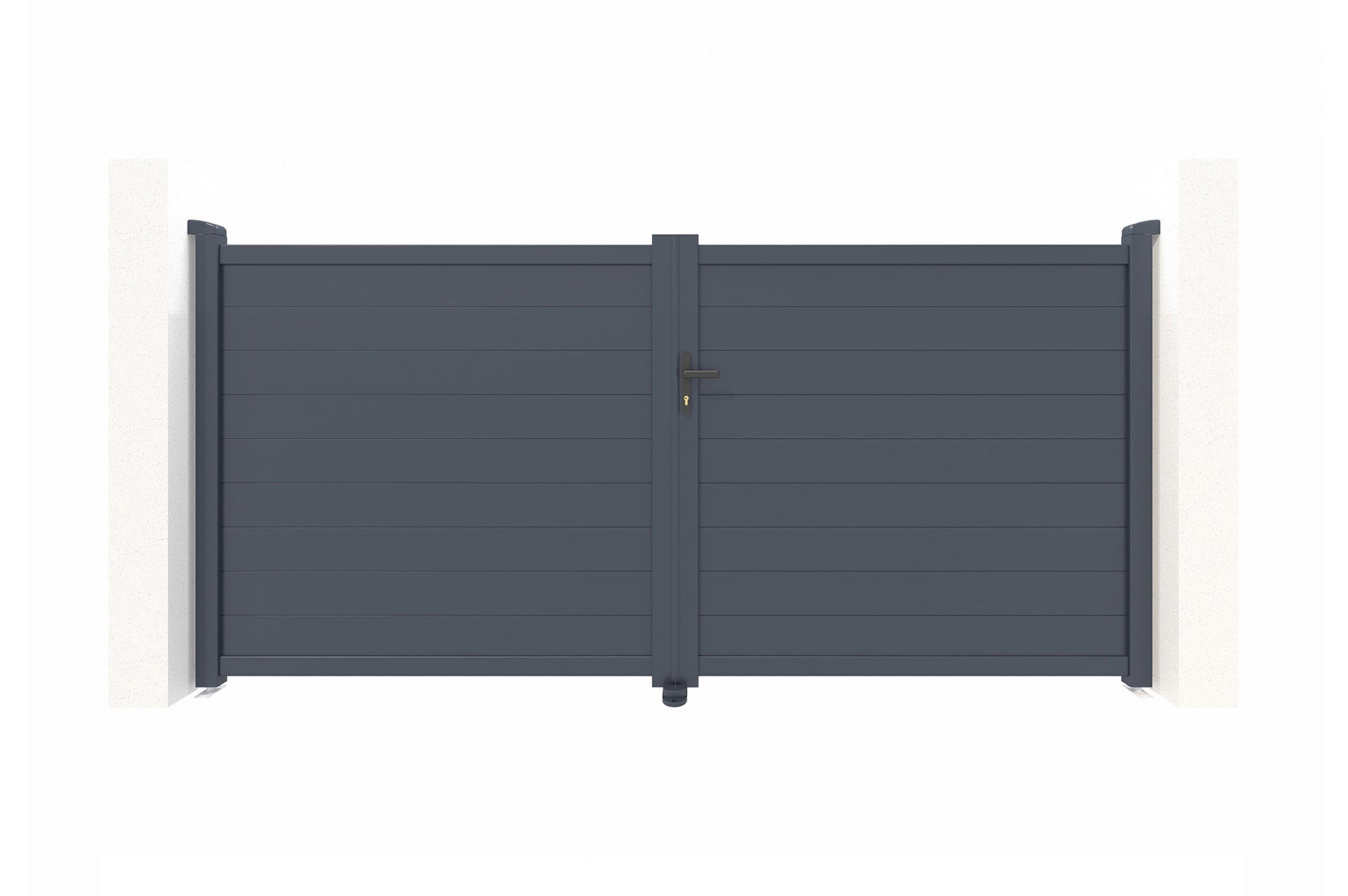 Portail battant 3m EIGER H.160cm + Portillon 1m EIGER H.160cm aluminium gris - 5