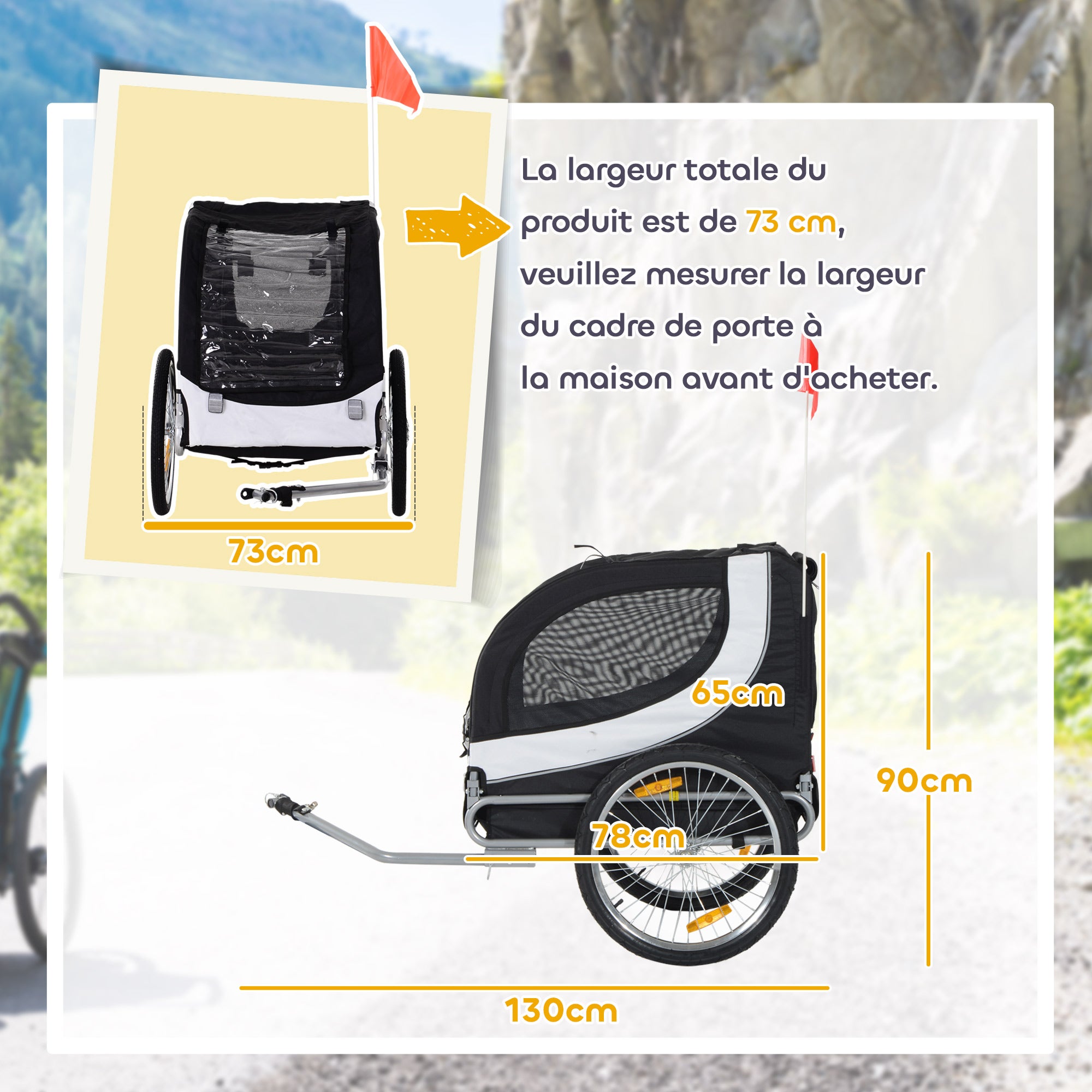 Remorque vélo pour chien animaux Acier PawHut - 3