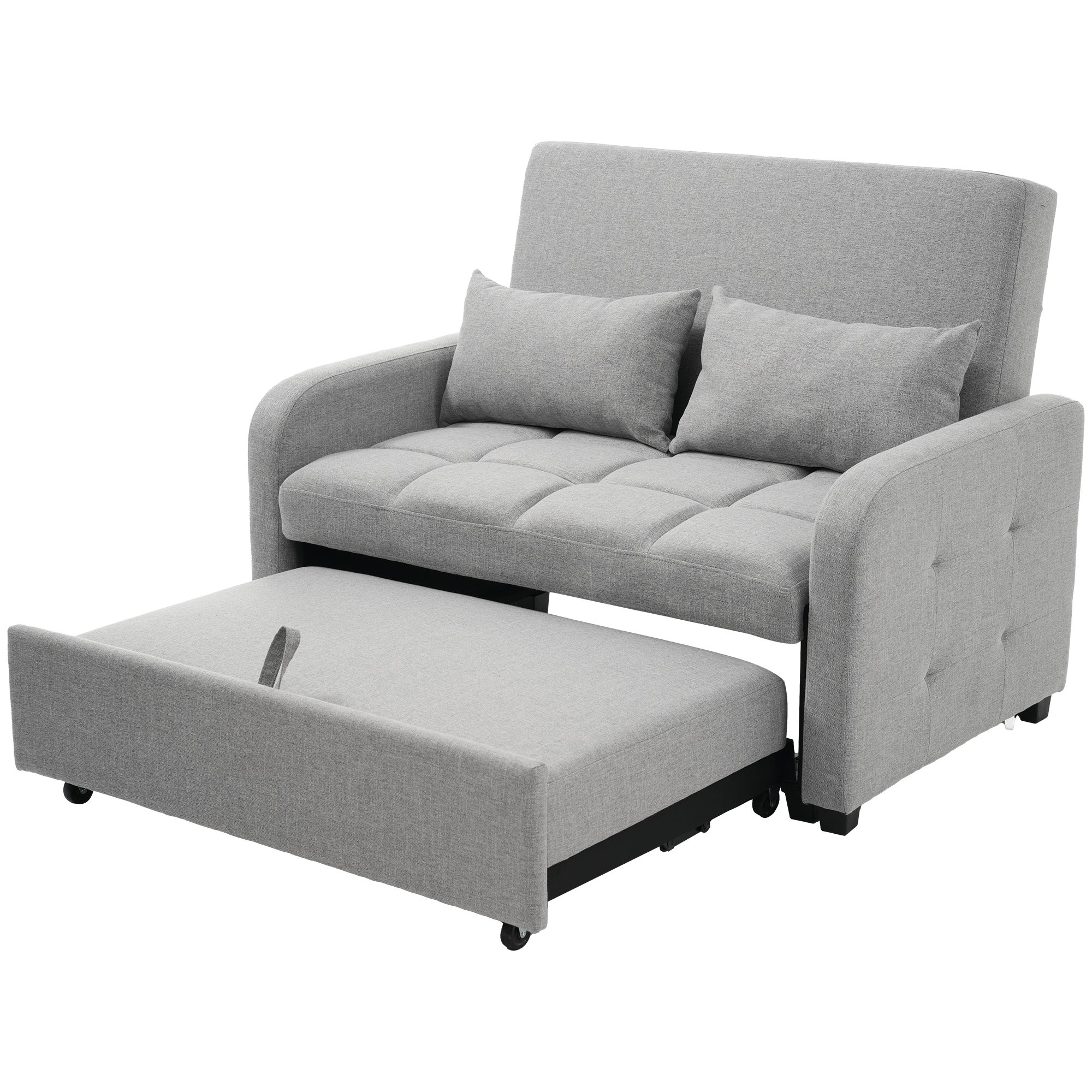 Canapé convertible 127x75x94 cm - Canapé dossier réglable - Avec 2 coussins - Gris foncé - 9