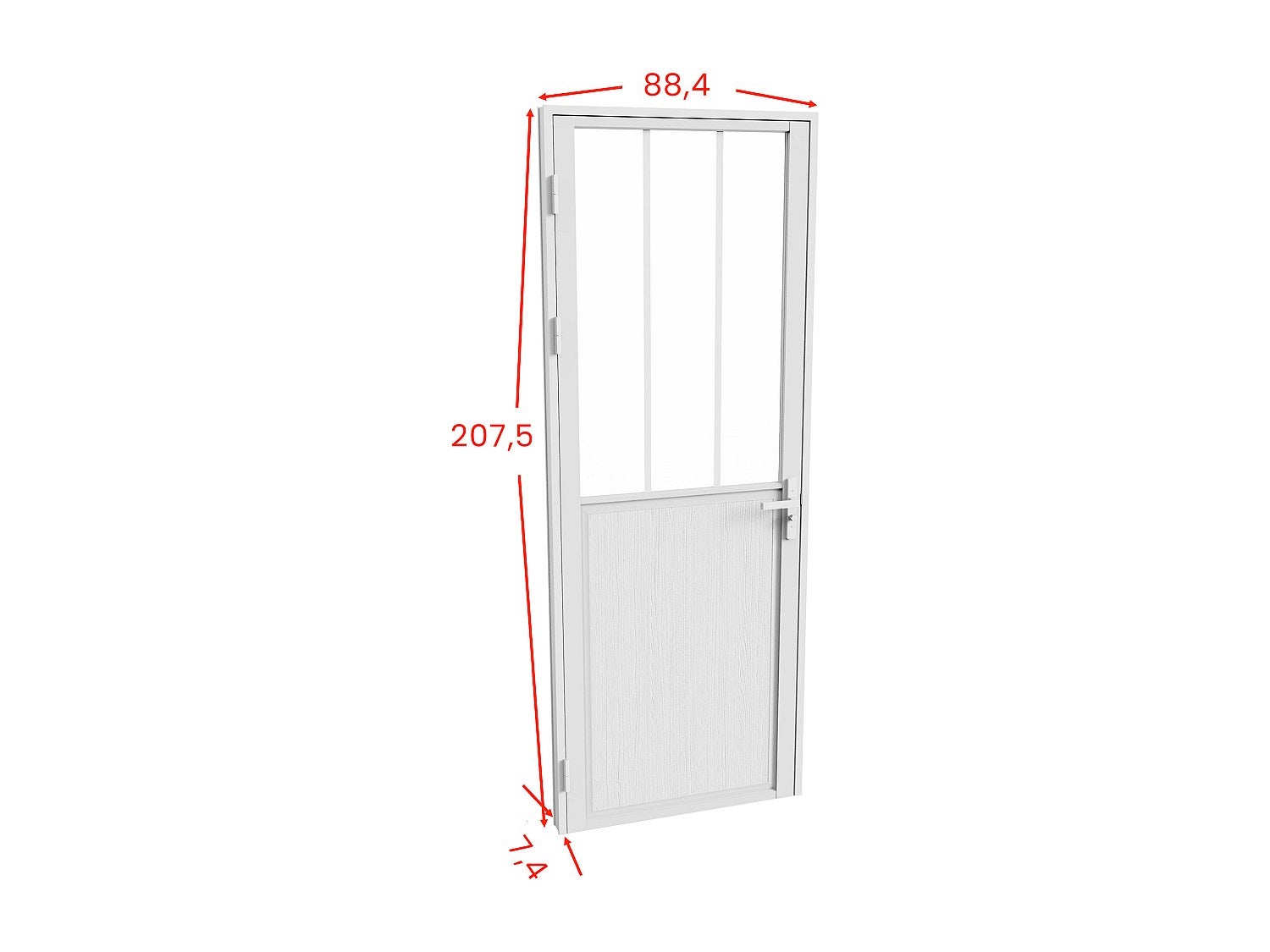 Blocco porta reversibile H204 x L83 cm Alluminio e Vetro temperato smerigliato Bianco - ERMELO - 6