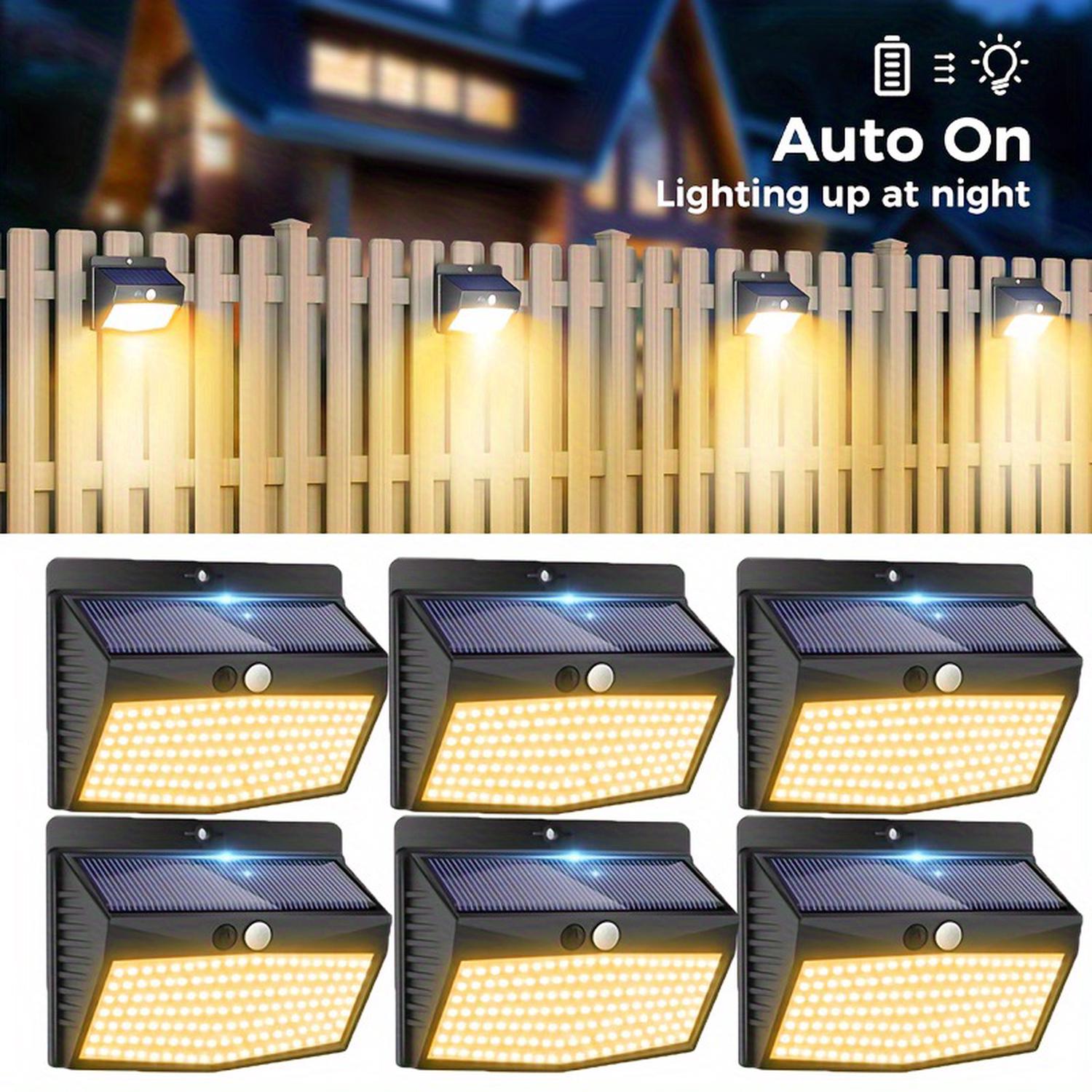 Hawue  Lámpara Solar Exterior Cálido Lote De Luces Solares Exteriores Con Detector De Movimiento Modos Led Iluminación Exterior Solar Impermeable Blanco , Leroy Merlin