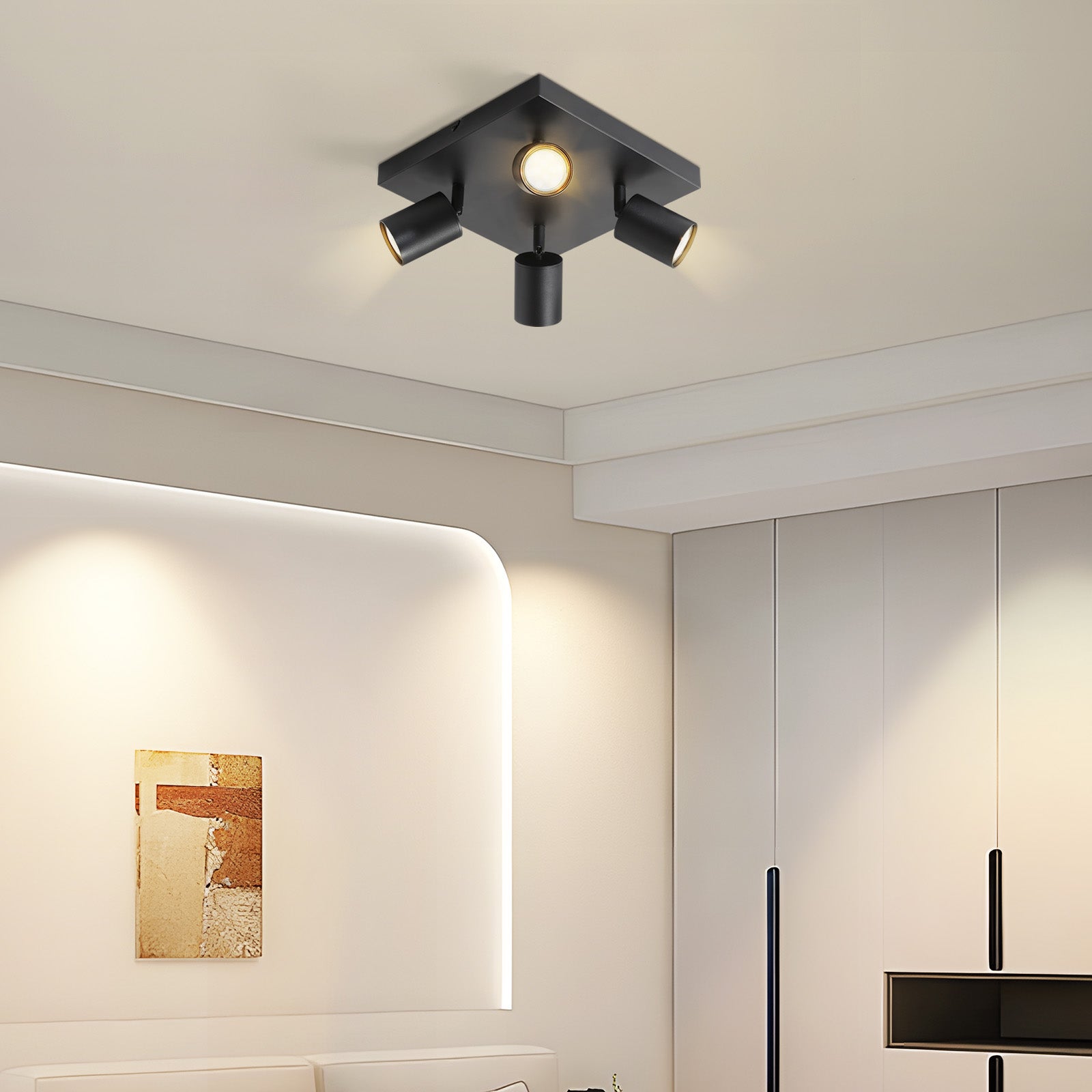 NETTLIFE 4 Focos de Techo LED Negros GU10 Orientables 330°, Moderno Industrial de Pared para Salón Dormitorio Cocina sin Bombilla - 6
