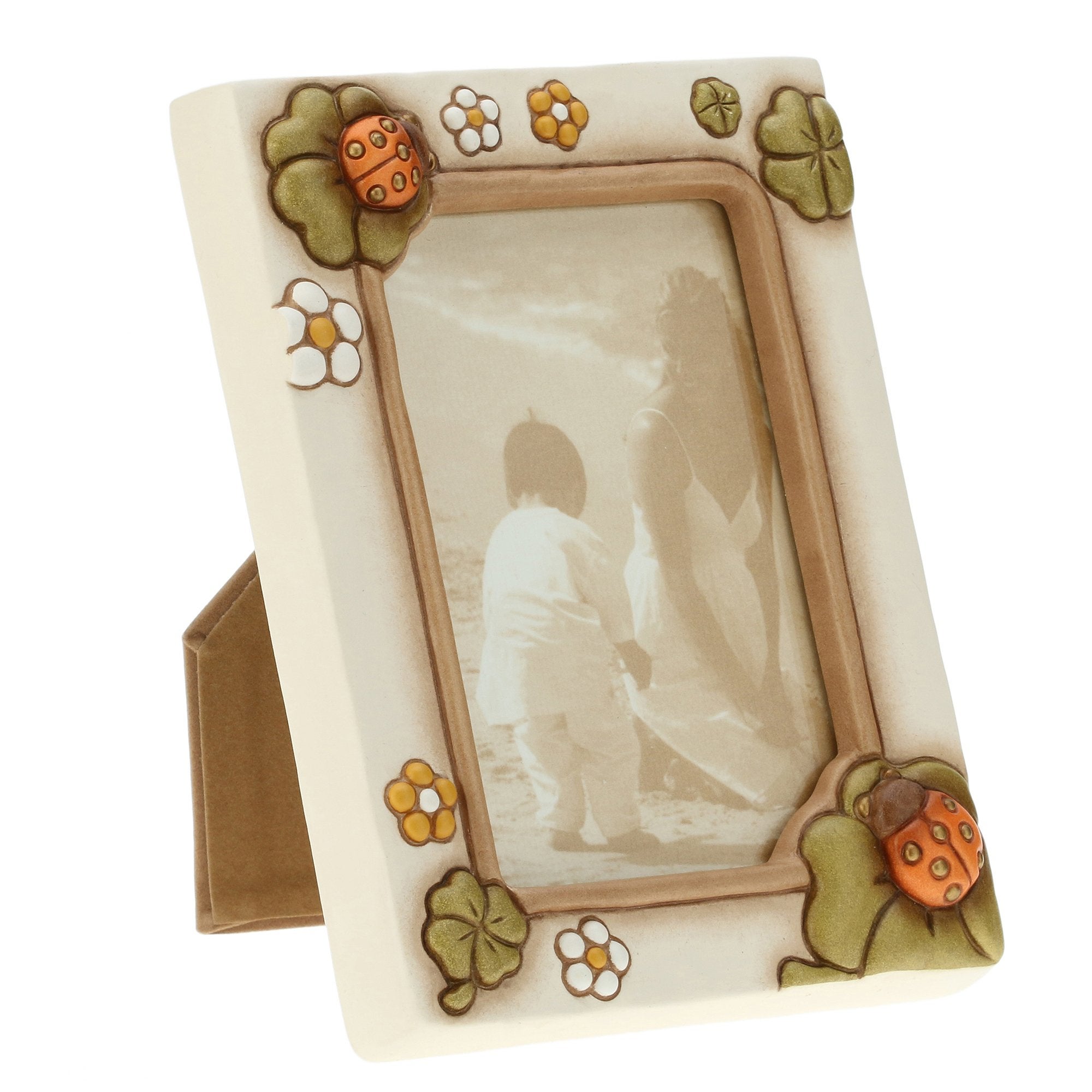 Cornice Per Foto In Legno Con Coccinella - 10x15 Cm (4x6 Pollici) - Per Tavolo O Parete, Con Copertura Acrilica Trasparente - Ideale Per Casa E Ufficio