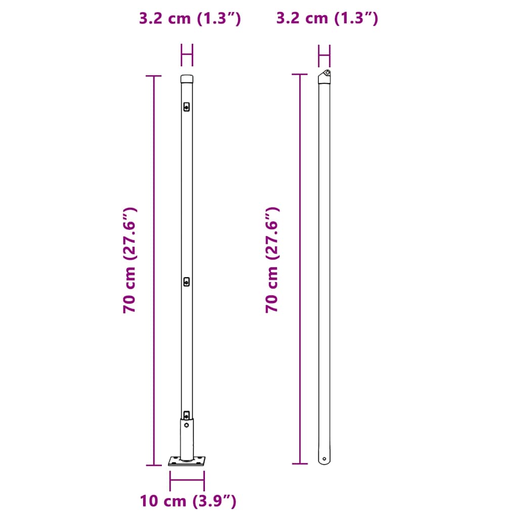 Poteau de clôture avec base en béton 13 pc Argenté vidaXL | Leroy Merlin