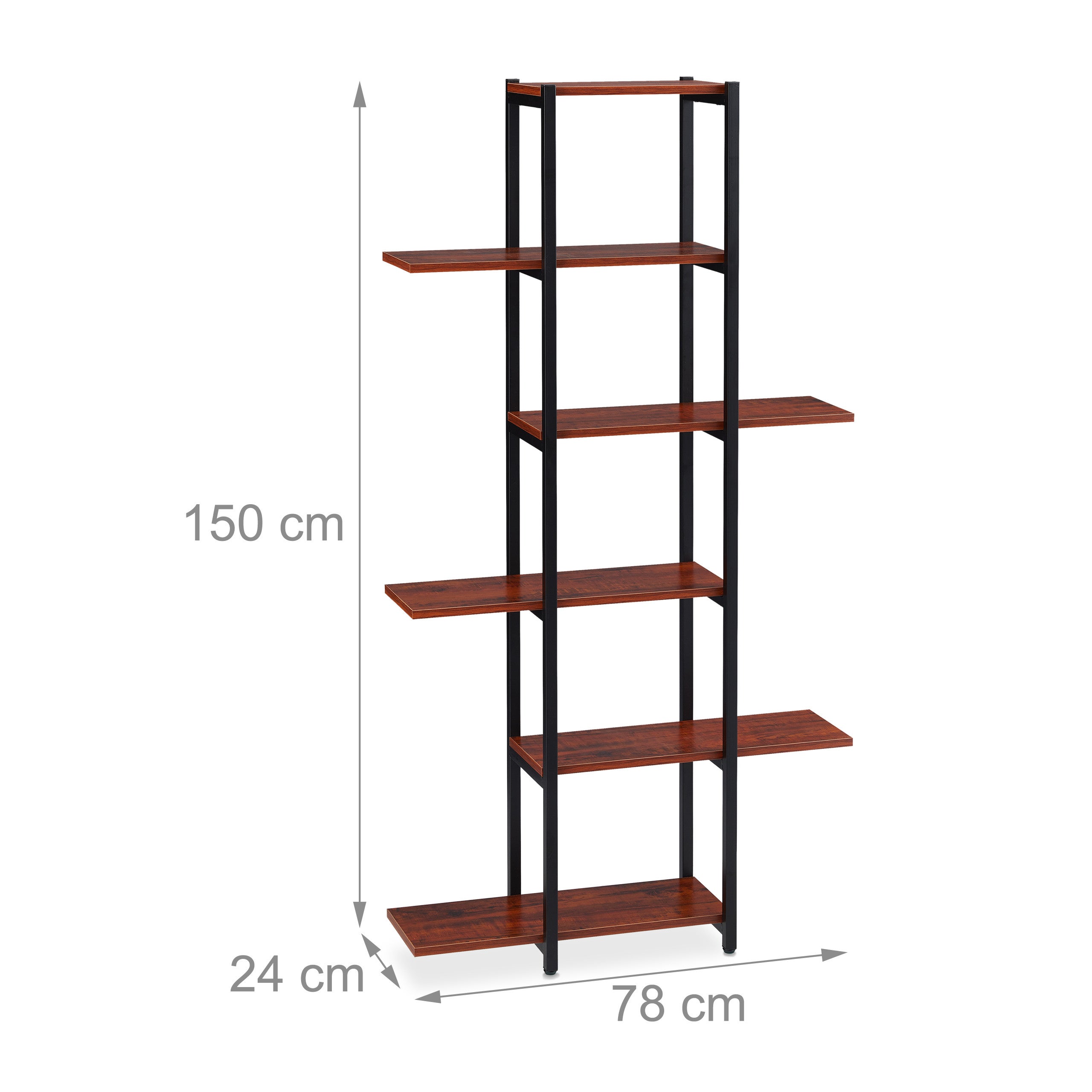 Relaxdays Étagère à plantes, escalier fleurs, 6 niveaux, HLP 150 x 78 x 24 cm, acier MDF, support intérieur, marron - 4