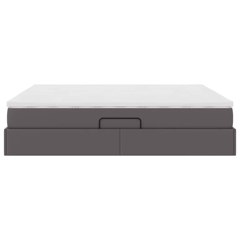Lit avec rangement et matelas, en similicuir gris, pour la chambre, 180 × 200 cm - 9