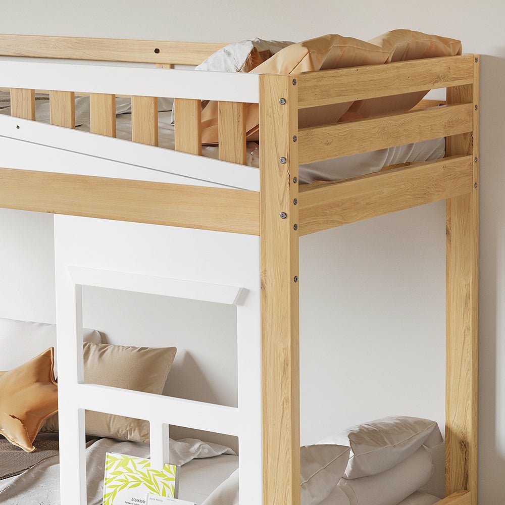 Literas Matrimonio 135x190 Doble Litera De Madera 90x200cm Con Cama Nido Y  3 Cajones - Blanca (2 Plazas) Cama Litera Matrimonio, image size:1000x1000