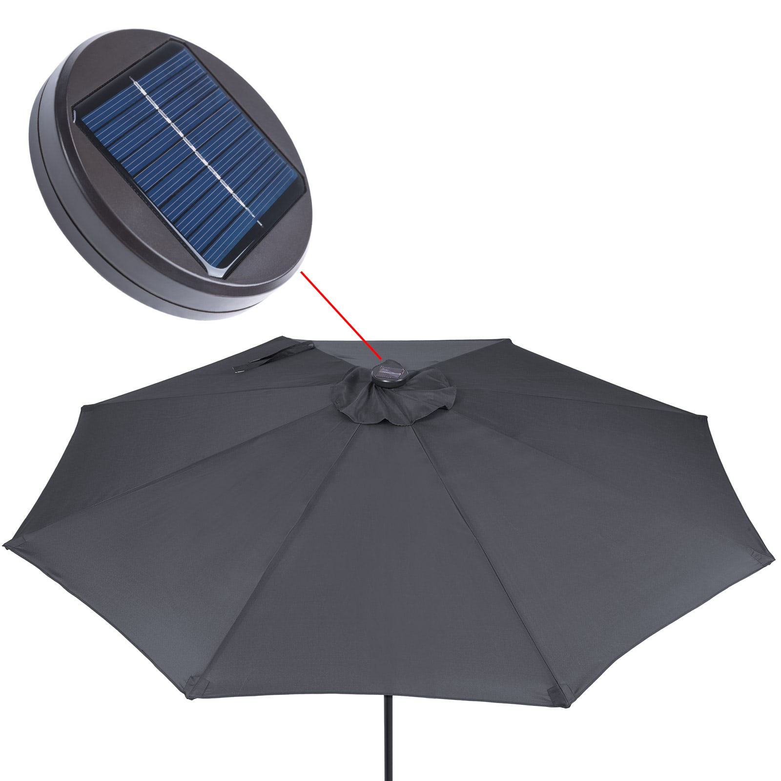 KINGSLEEVE® Parasol de jardin extérieur LED solaire 270cm anthracite Pare-soleil inclinable avec manivelle Protection UV 80+ - 9