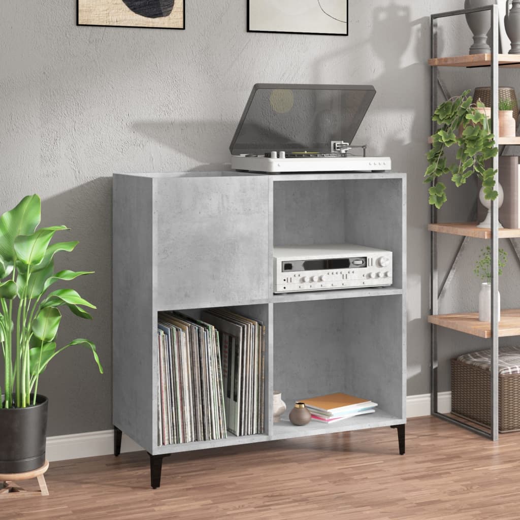 Armário de discos de compensado cinza concreto 84,5x38x89 cm – ComfortXL - 2