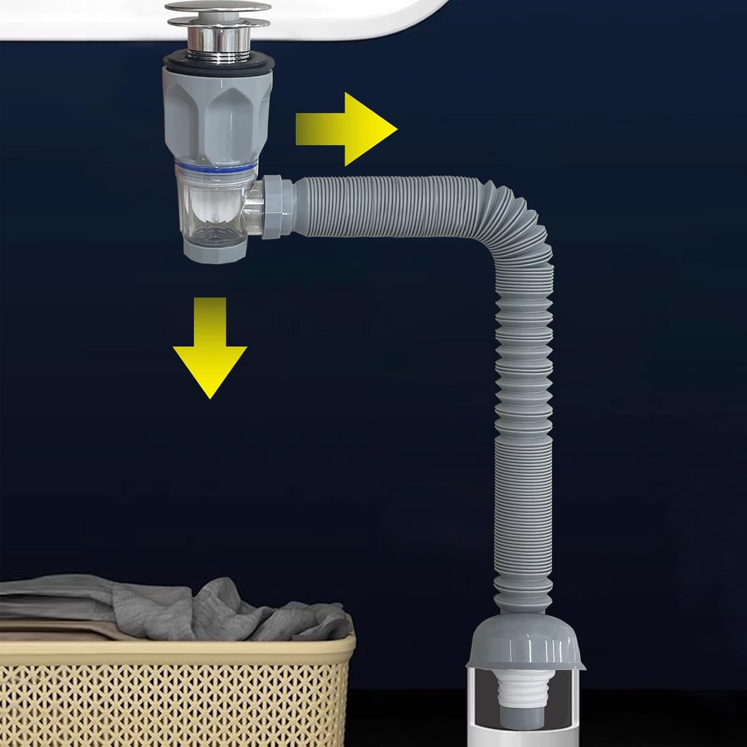 Tubo Di Scarico Flessibile Per Lavabo In Acciaio Inox 304 – 80 O 100 Cm, Resistente Al Calore, Con Guarnizione Silicone