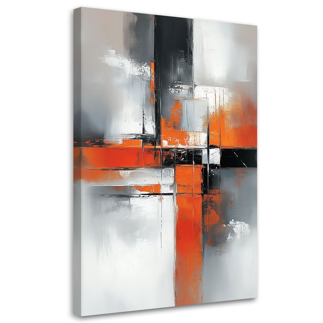 Tableau pour le salon Abstraction Béton gris Orange 40x60