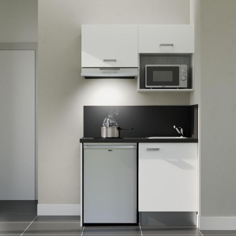 Kitchenette K02L-PT - 120 cm - plan stratifié, évier inox, électroménager inclus - 2