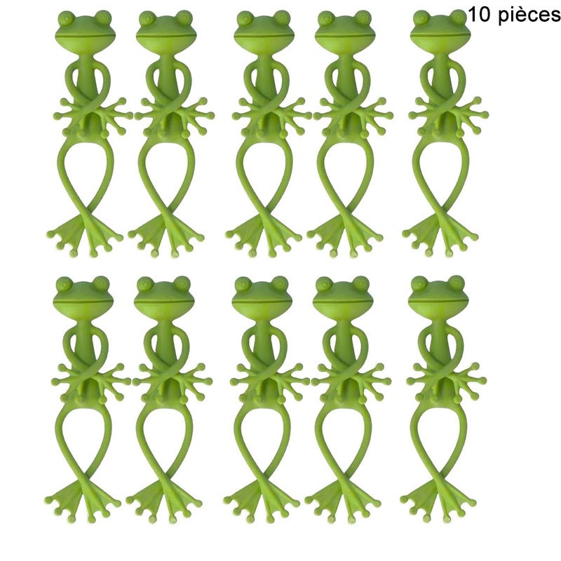 Lot de 10 supports pour plantes en forme de grenouille verte, jolis et stables, pour petites plantes en pot et décorations de jardin d'intérieur - 9