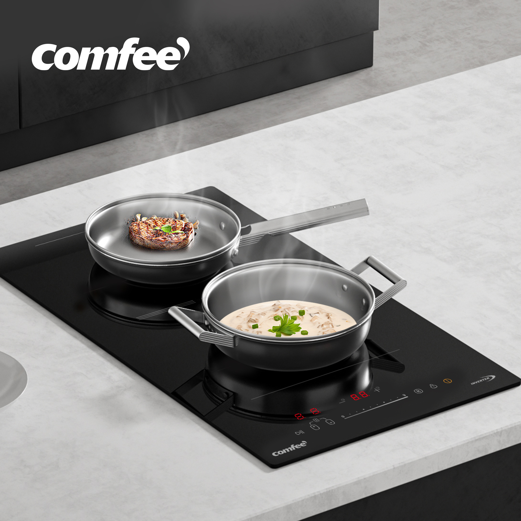 Domino Induction Plaque à Induction encastrable COMFEE 2 Foyers avec Zone Flexible 3500W CIH351D215K1 - 12