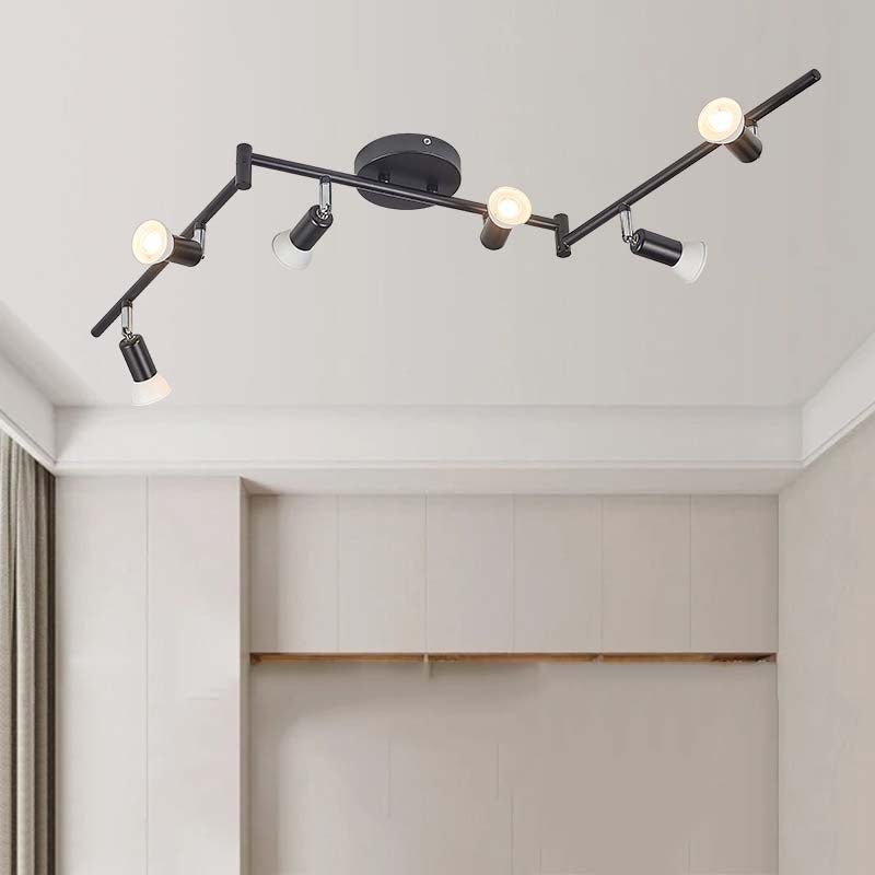 Spot sufitowy LED 6 żarówek Spot sufitowy do salonu Nowoczesny spot sufitowy 330° obrotowy, czarny