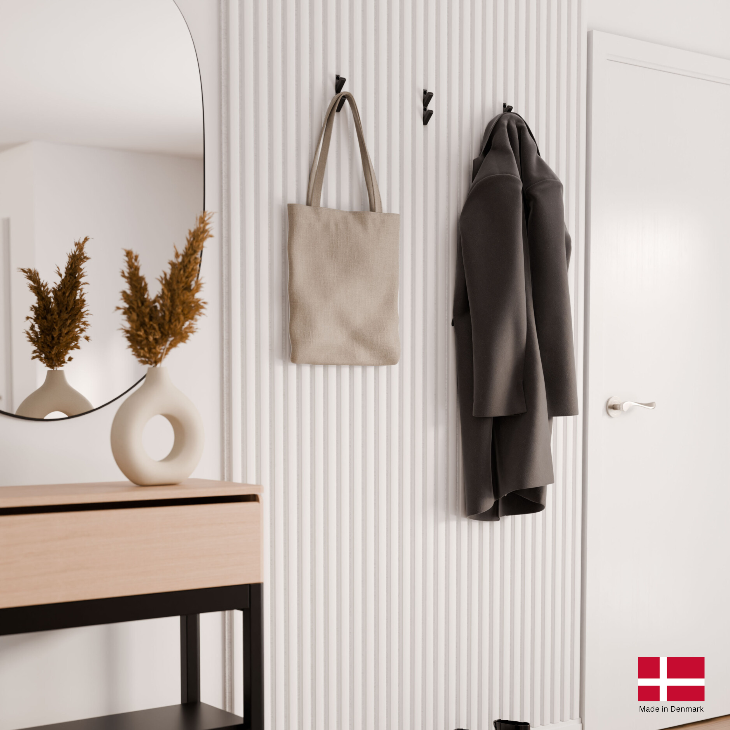 Lot de 2 panneaux tasseaux acoustiques MDF décor blanc mat, feutrine blanche, 240x32 cm Nordic Acoustics - 3