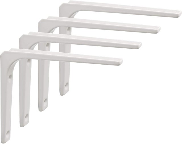 Supporto da parete per carichi pesanti, supporto per mensola galleggiante, montaggio a parete, 150 mm, bianco, 4 pezzi, viti incluse