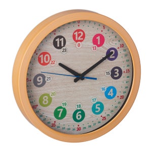 Relaxdays Reloj Pared Infantil, Números Coloridos, para Aprender