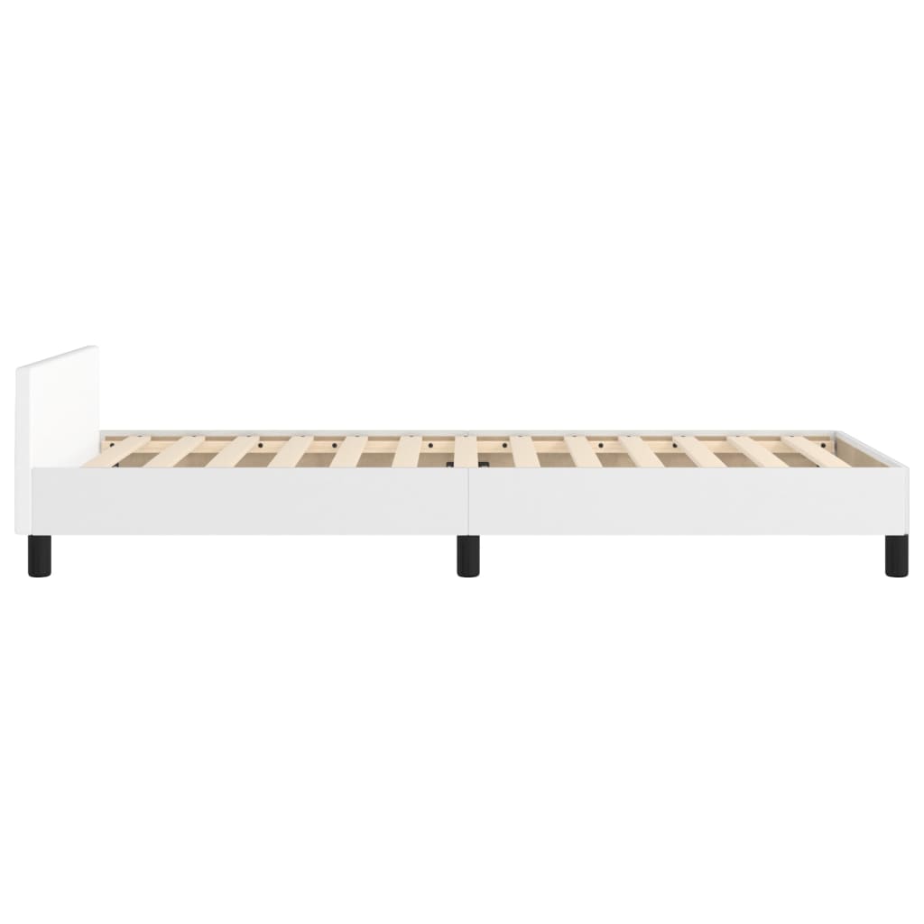 Cadre de lit sans matelas, similicuir blanc, pour la chambre, 90 × 190 cm - 7