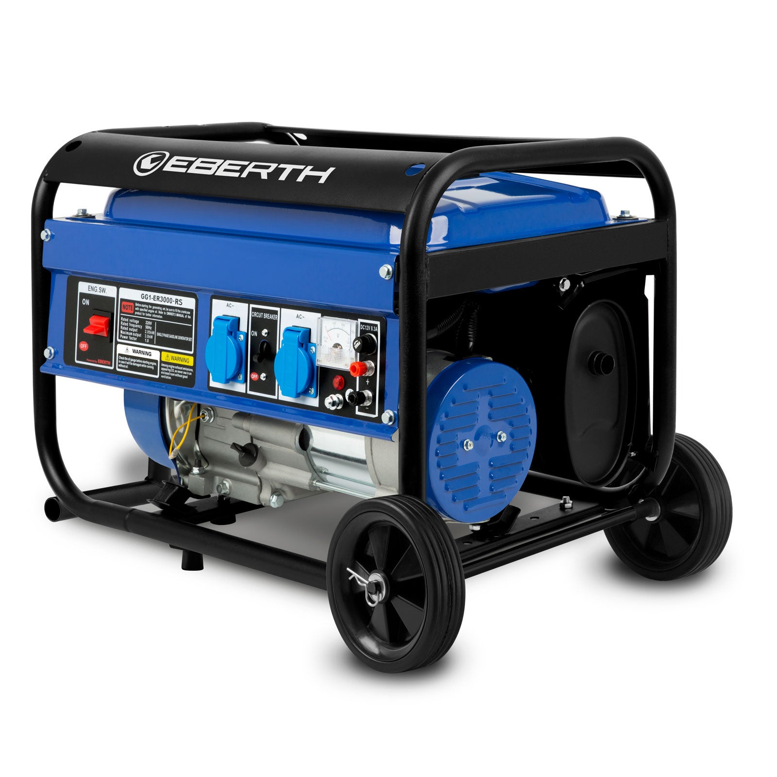 EBERTH 3000 Watt Groupe électrogène Generateur electrique portable moteur à essence 6,5 CV, 4 temps, 2x 230V, 1x 12V - 3