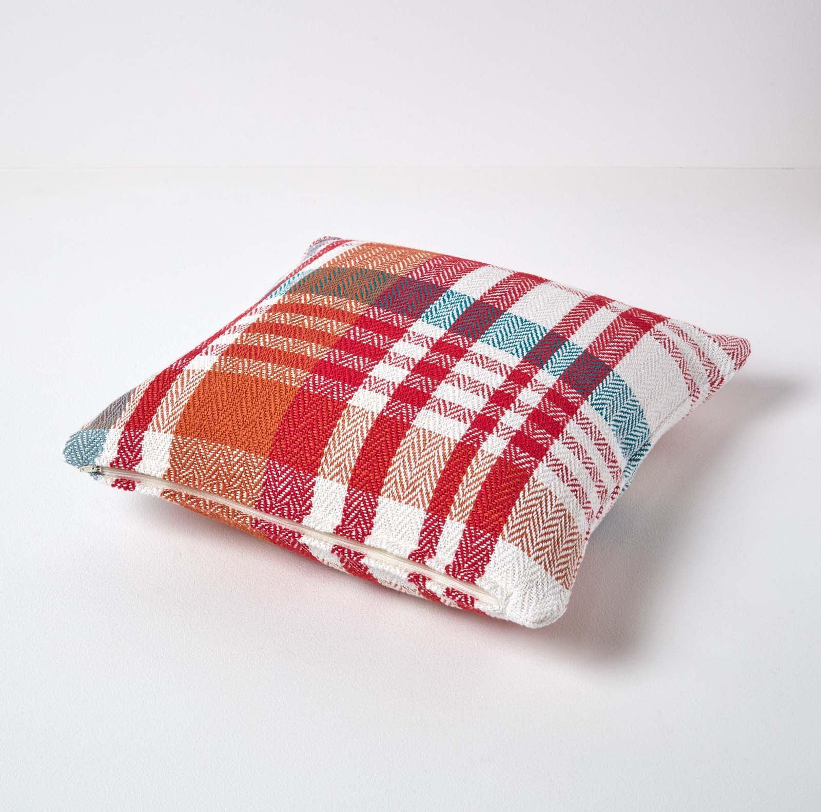 Homescapes Housse de coussin Falun à carreaux rouges en coton, 45 x 45 cm - 3