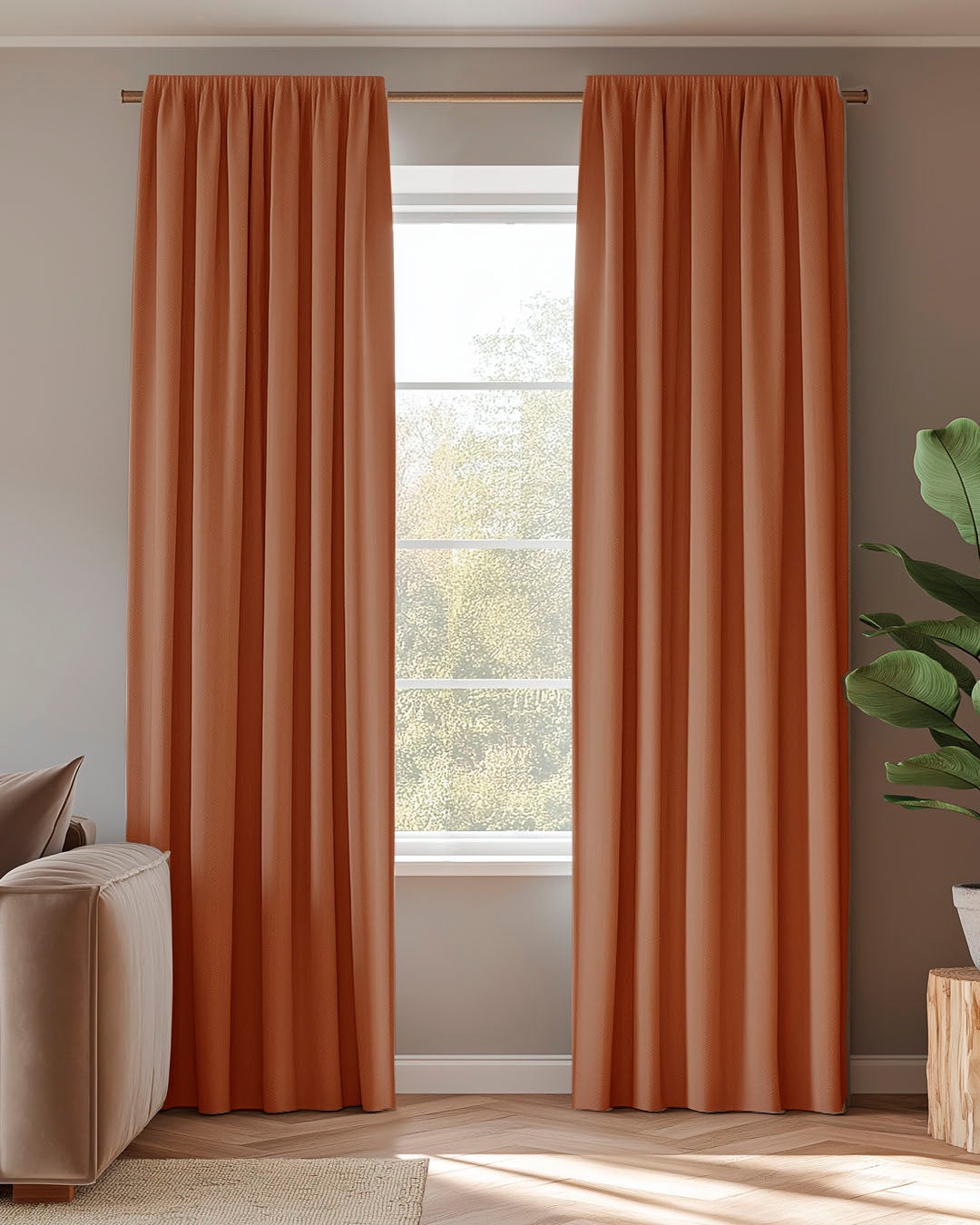 Rideau Occultant Uni Terracotta - 135 X 240 Cm - 8 œillets - Isolation Thermique Et Phonique - 100% Polyester