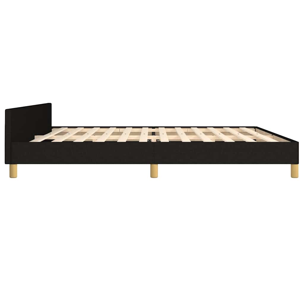 Cadre de lit sans matelas noir 200 x 200 cm tissu - 7