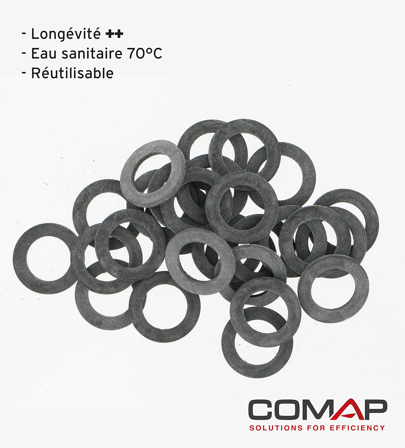 COMAP Coffret de 100 joints d'étanchéité caoutchouc pour raccord - Dimensions 8x13, 20x27, 12x17, 33x42, 15x21, 26x34 - Noir - S278511 - 6