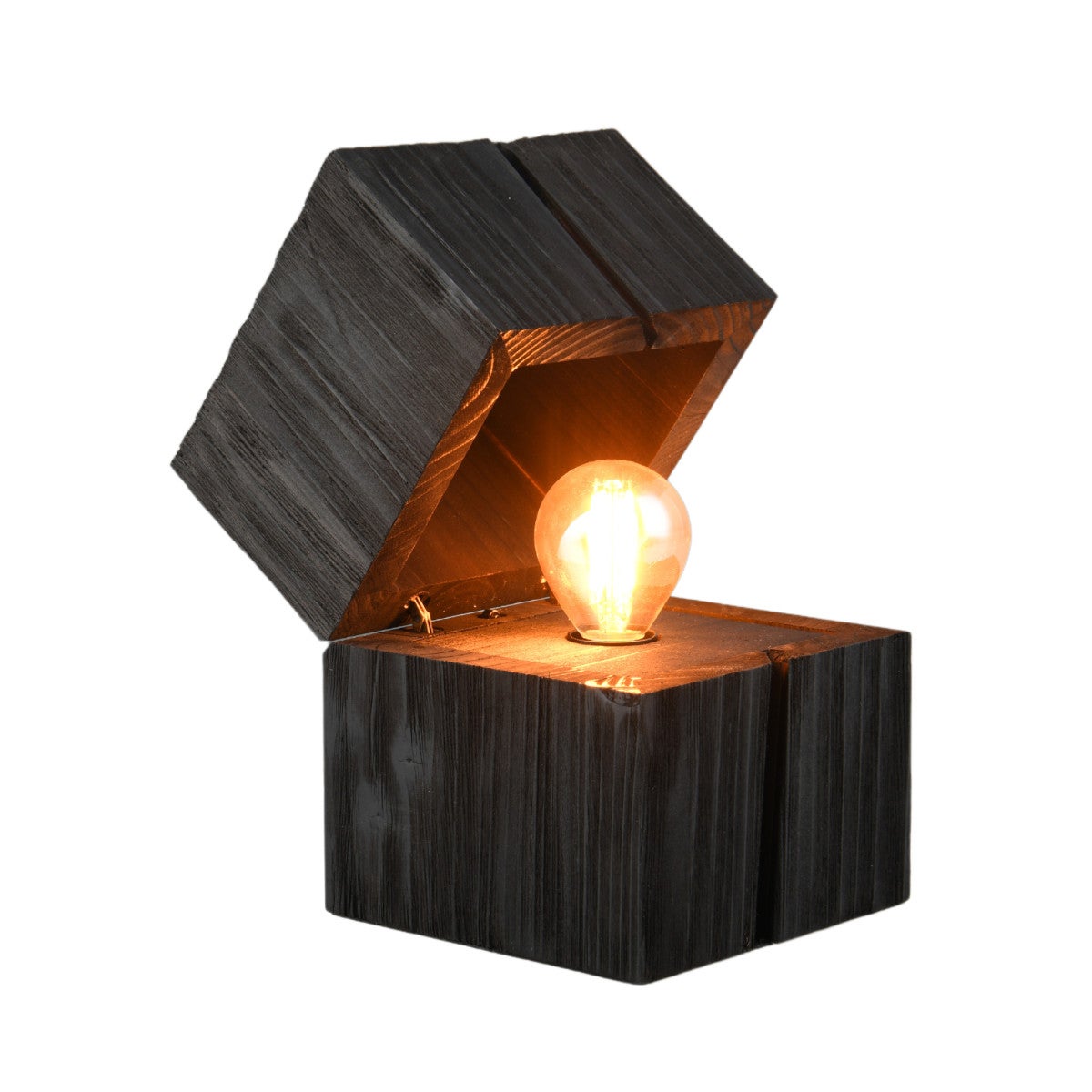 Lampa stołowa Treasure czarna 1xE14x10W drewno wym:16x12x12cm IP20 Trio