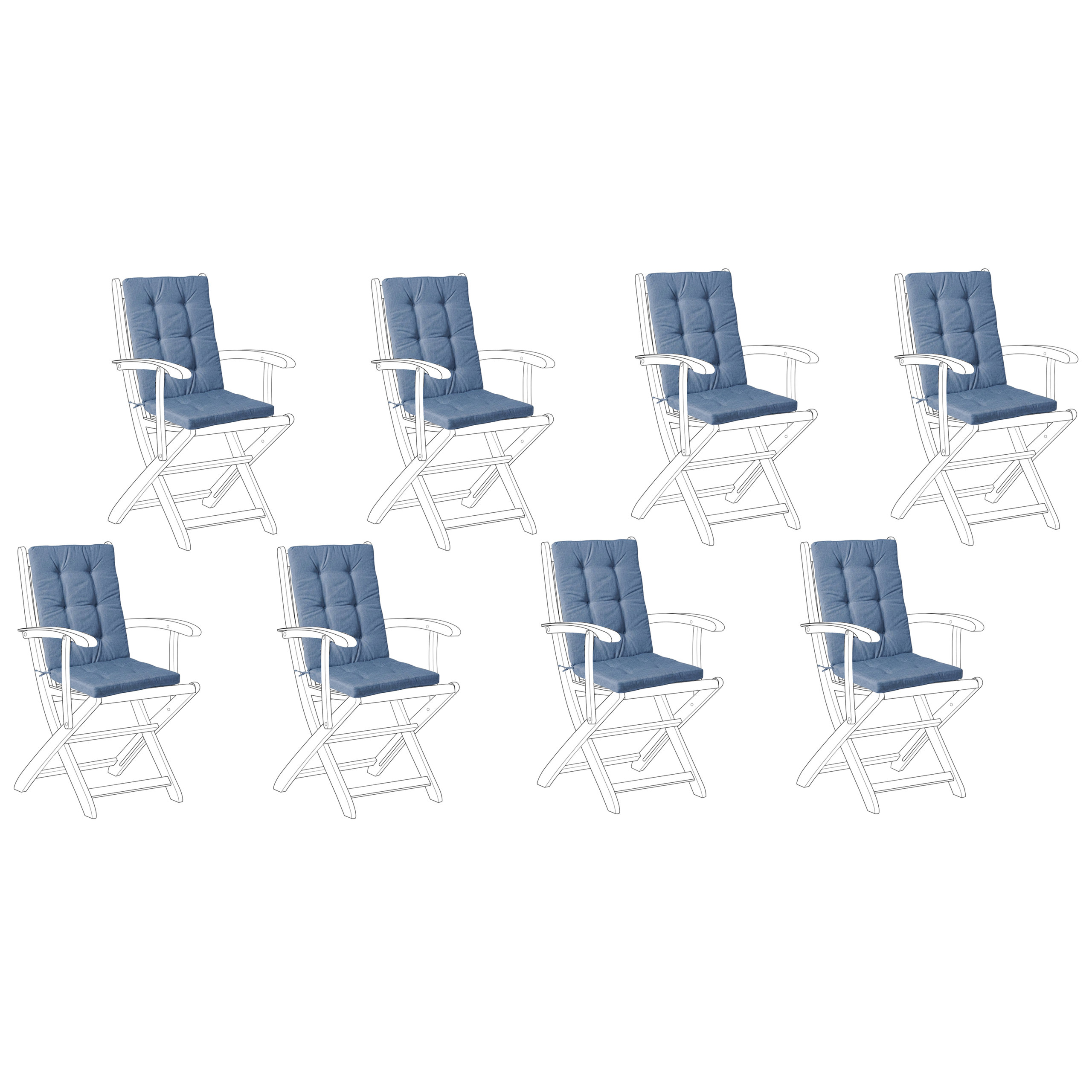 Set de 8 perne pentru spătar/șezut MAUI PREMIUM Albastru 8buc