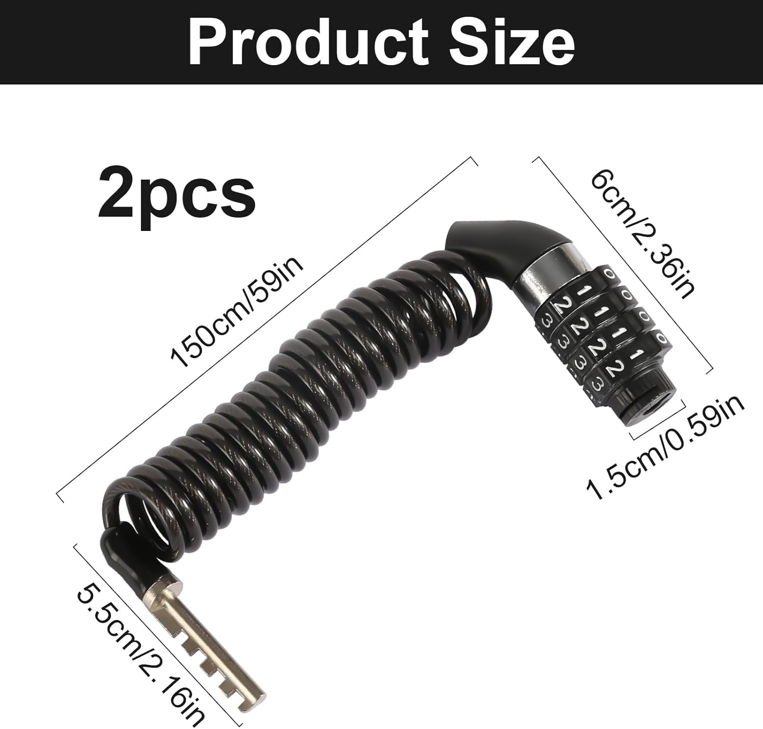2 Pièces Antivol Velo, Cadenas Velo Avec Serrure à Combinaison à 4