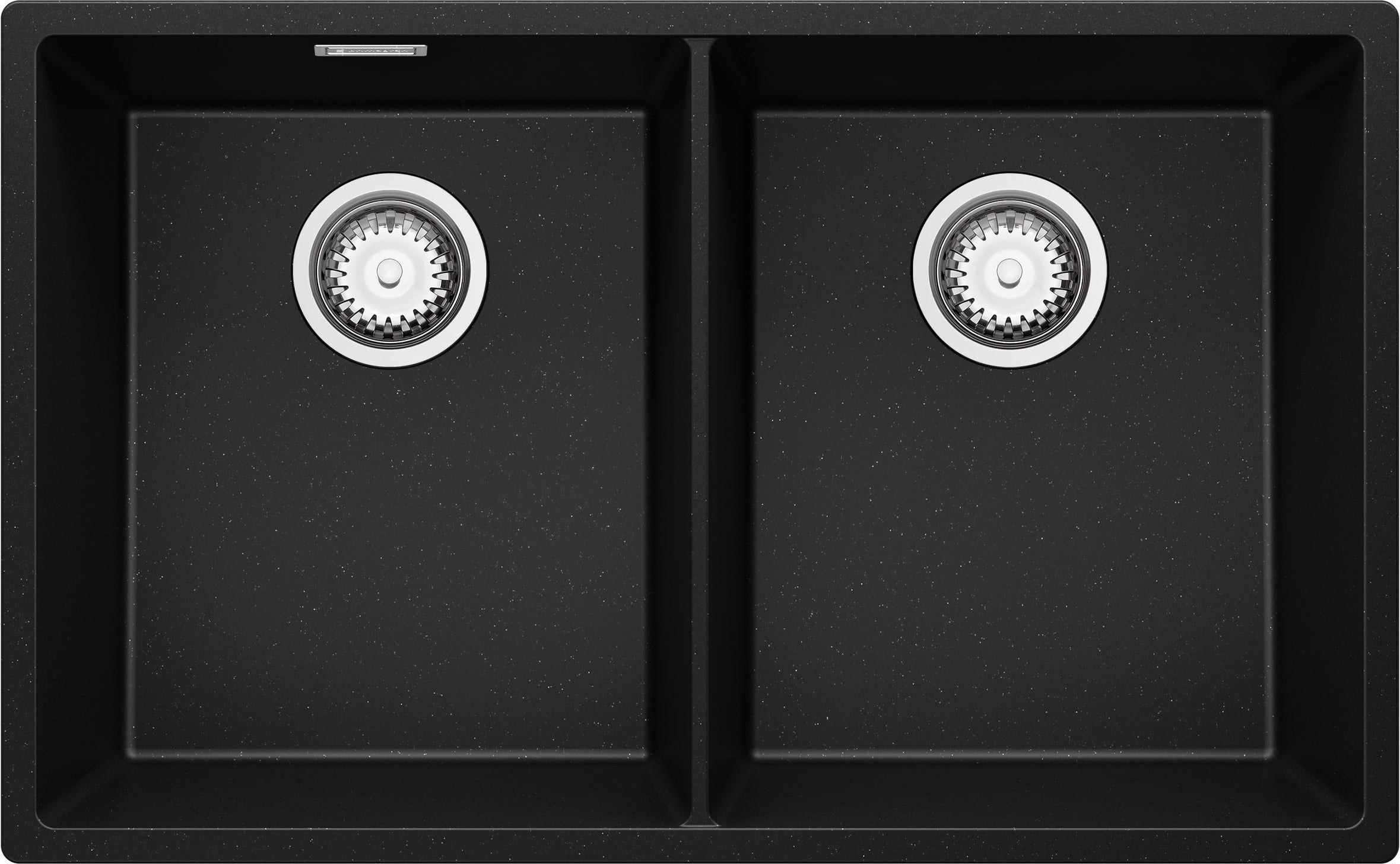 Evier Sous Plan Noir Métallisé 76x47cm, Evier en Granit 2 bacs + Kit de