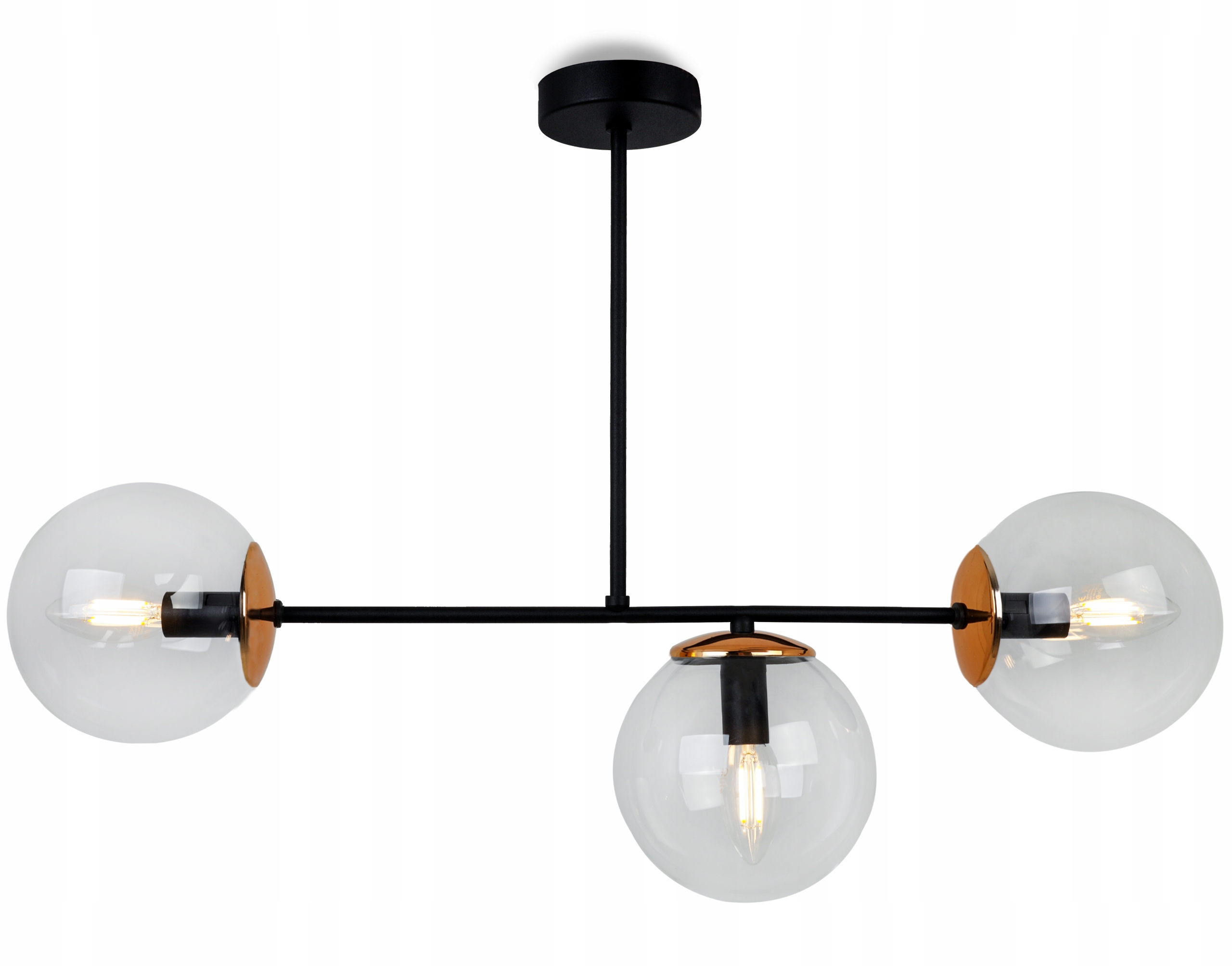 Lampa sufitowa wisząca Tuluza elegance 3xE27 abażur kule transparentne/miedziane Light Home LH