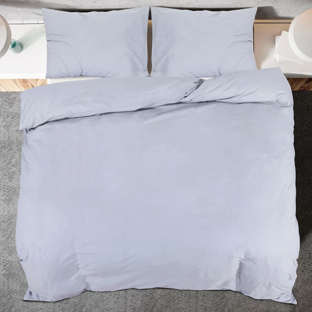 Ensemble de housse de couette Gris 200x200 cm Coton 2 - 5