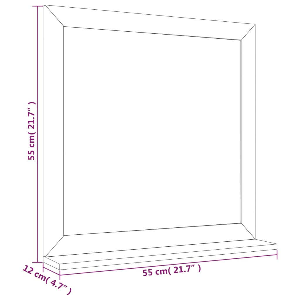 Miroir mural 55x55 cm Bois massif de noyer vidaXL - 3