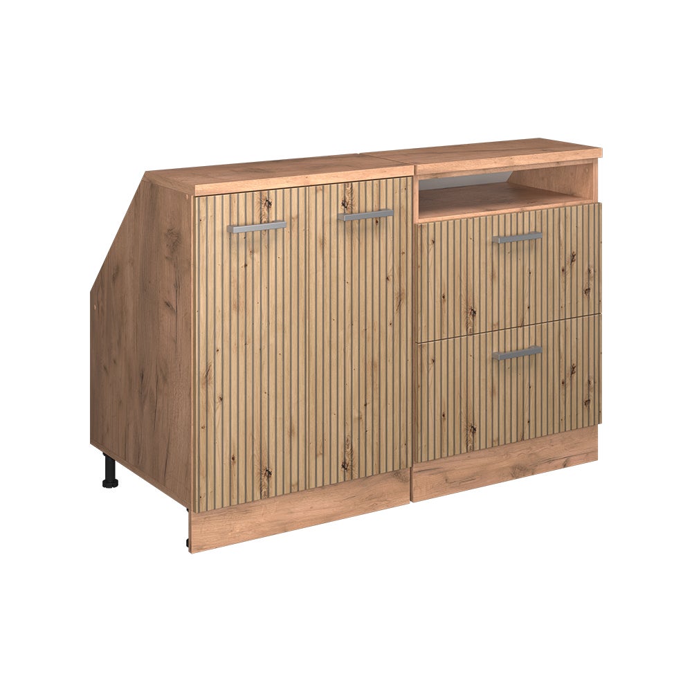 Vicco armario de cocina para techo inclinado r-line, roble artesanal, 120 cm lote de 2 carcasas de armario 60 cm de profundidad
