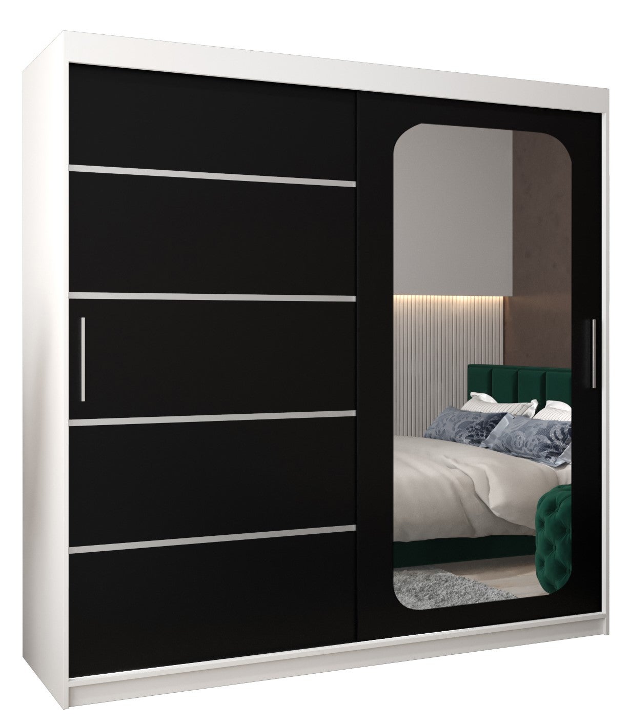 Szafa przesuwna garderoba PROMO V2 200 x 62 x 200 cm Biały + Czarny - Abiks Meble