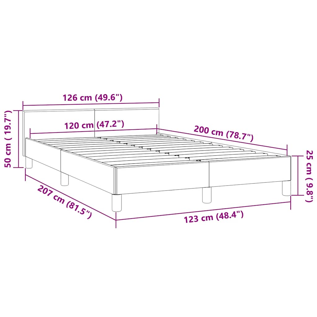 Cadre de lit sans matelas, en velours, gris clair, pour la chambre, 120 × 200 cm - 9