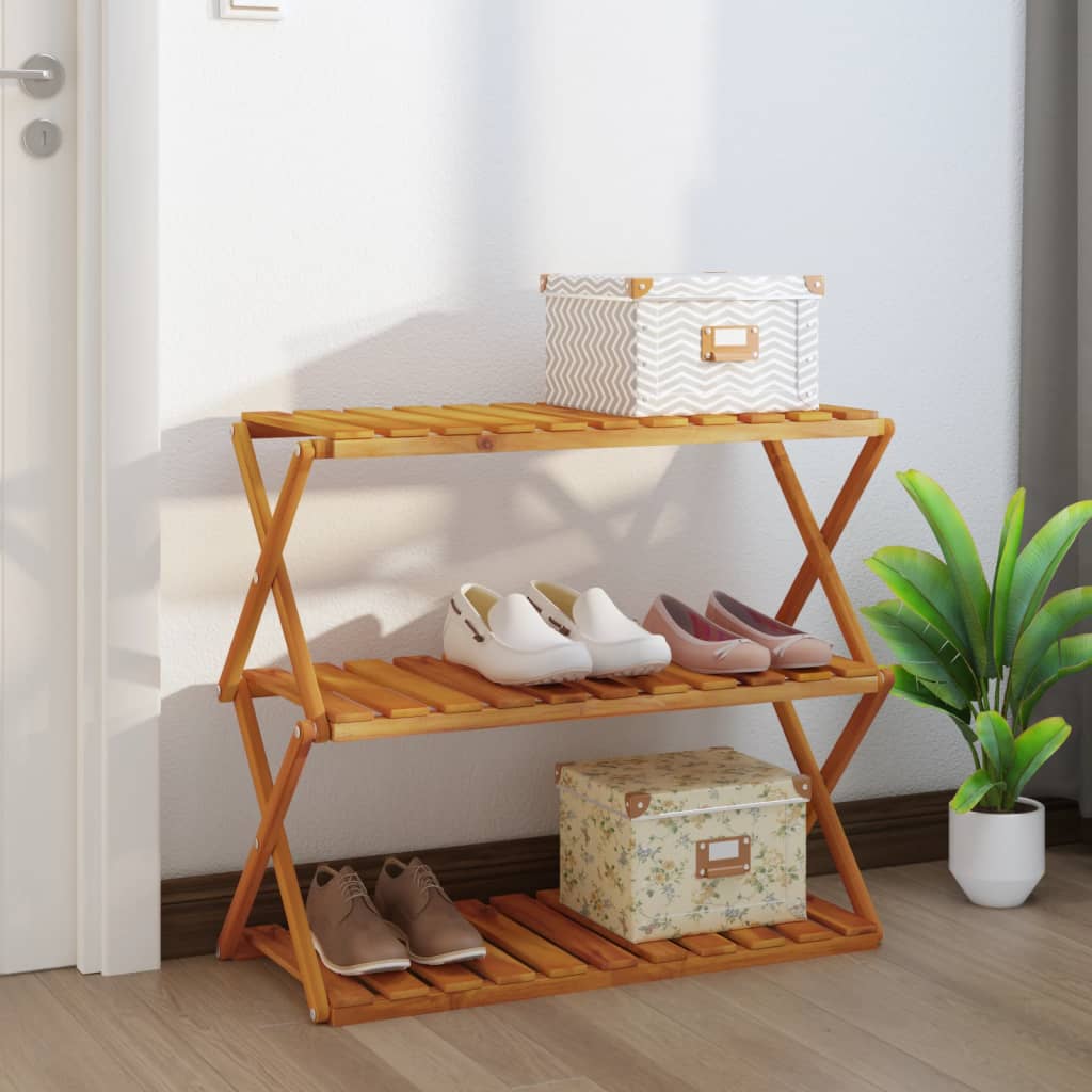 Składana półka vidaxl z drewna akacjowego 3 poziomy 70x31x63 cm brązowy